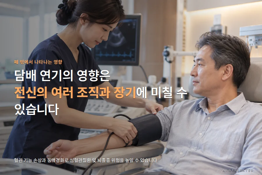 담배 연기가 전신 혈관과 장기에 미치는 영향. 심혈관질환과 뇌졸중 위험